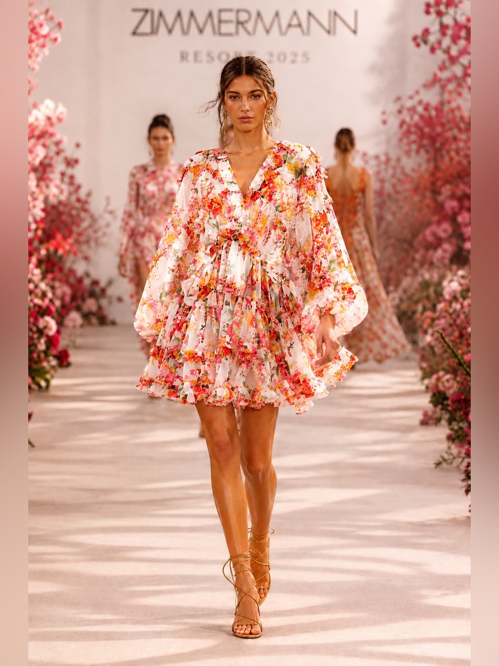 ZIMMERMANN Spliced Ruffle Floral Dress | $1250 Runway
